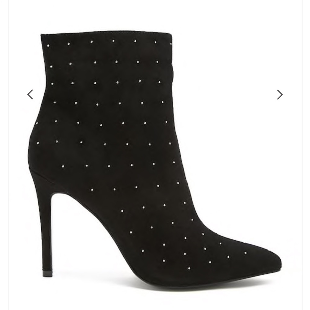 Gold Studded Black Stiletto Booties